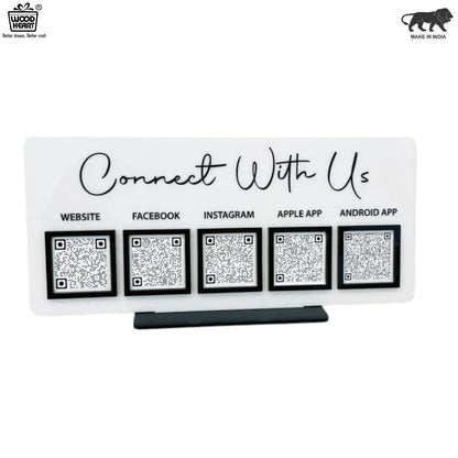 Acrylic Multi-Platform QR Code Display Stand – “Connect With Us”