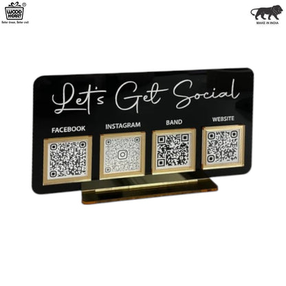 Luxury Black Acrylic QR Code Display Stand – “Let’s Get Social”
