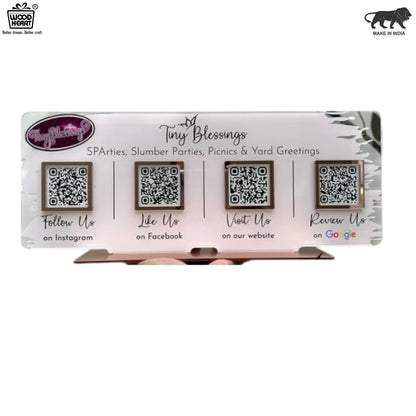 Custom Acrylic QR Code Display Stand – “Tiny Blessings” Social Media & Review Hub