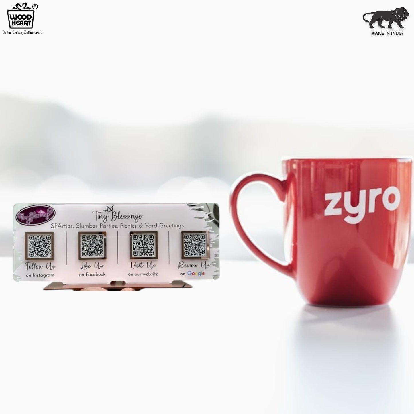 Custom Acrylic QR Code Display Stand – “Tiny Blessings” Social Media & Review Hub