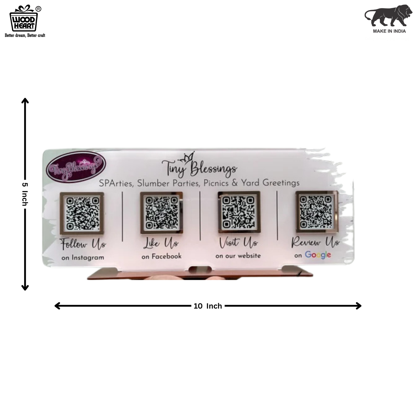 Custom Acrylic QR Code Display Stand – “Tiny Blessings” Social Media & Review Hub