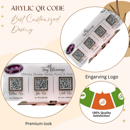 Custom Acrylic QR Code Display Stand – “Tiny Blessings” Social Media & Review Hub