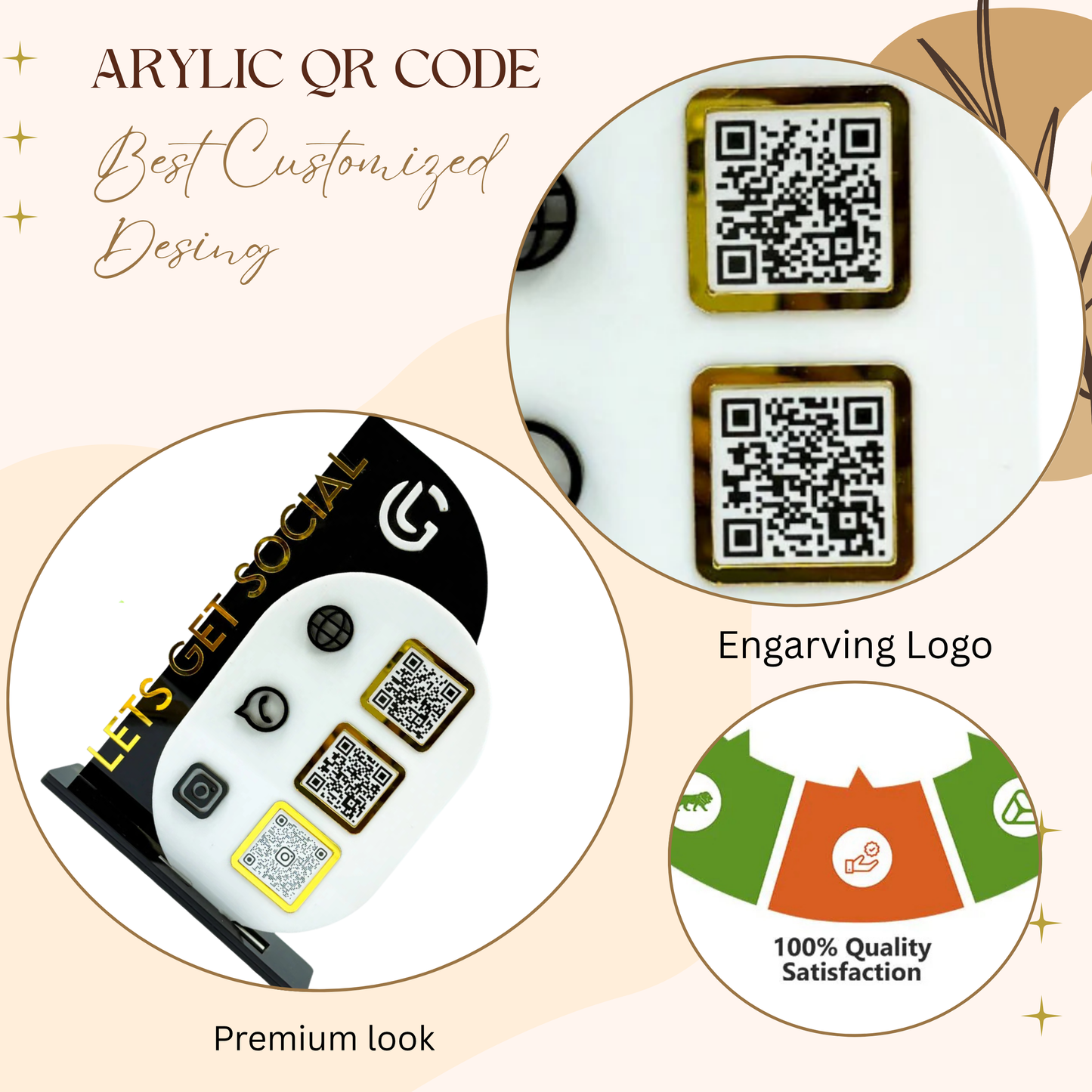 Modern Acrylic QR Code Display Stand – “Let’s Get Social” Vertical Edition
