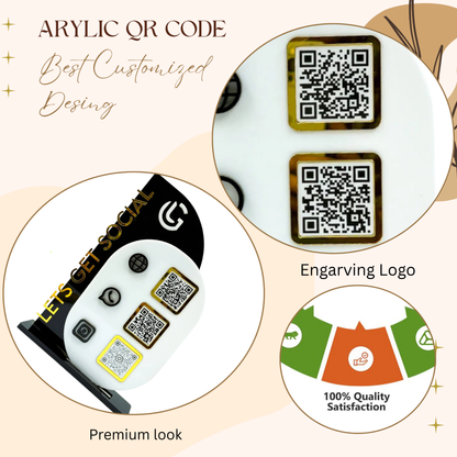 Modern Acrylic QR Code Display Stand – “Let’s Get Social” Vertical Edition