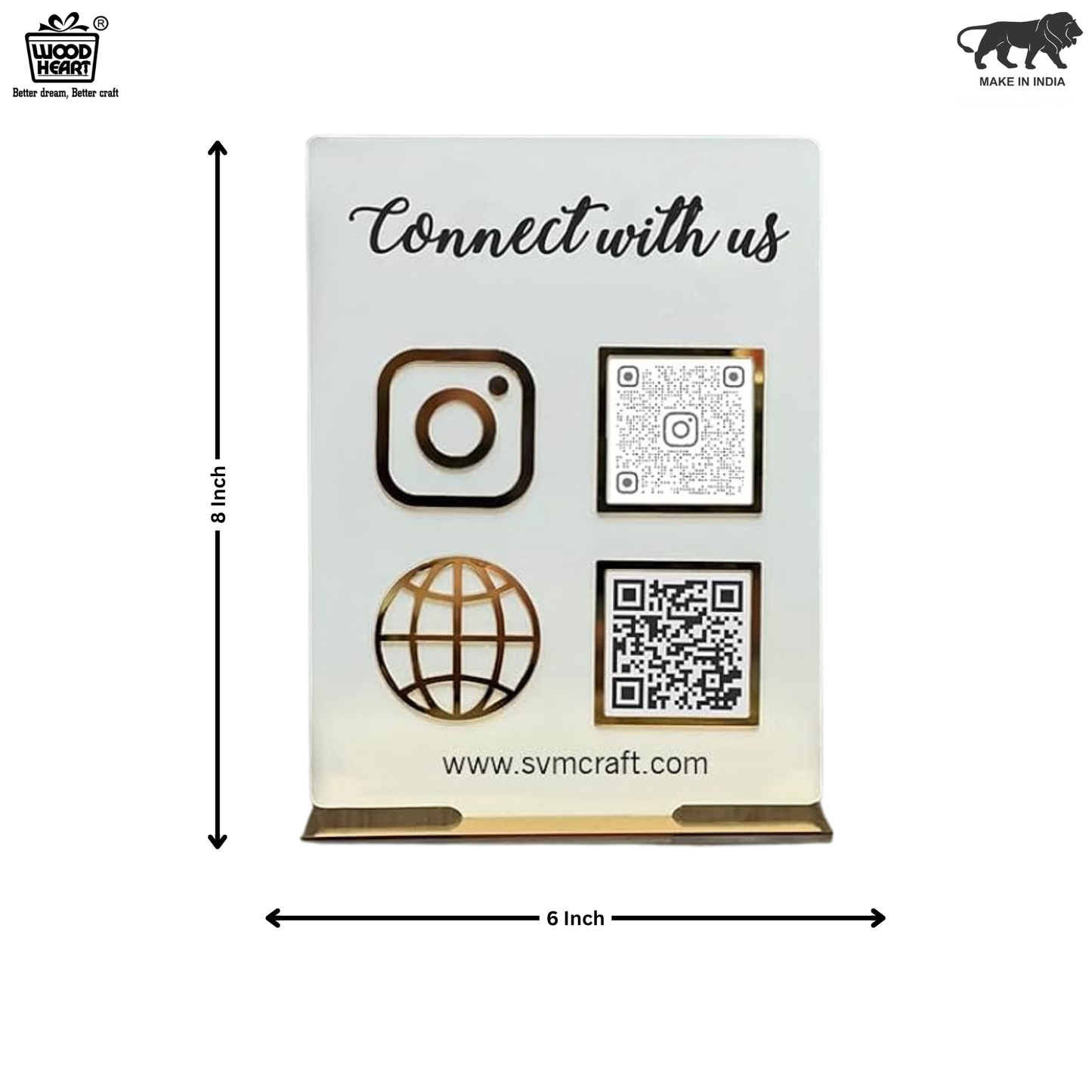 Premium Dual QR Code Social Media & Website Display Stand – “Connect with Us”