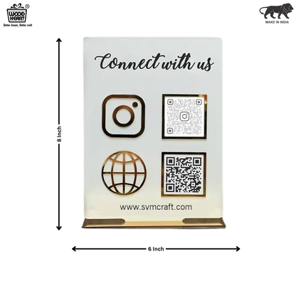 Premium Dual QR Code Social Media & Website Display Stand – “Connect with Us”