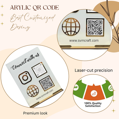 Premium Dual QR Code Social Media & Website Display Stand – “Connect with Us”