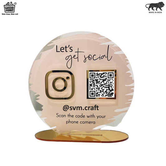 Round Acrylic Instagram QR Code Stand – “Let’s Get Social”
