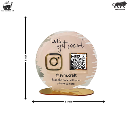 Round Acrylic Instagram QR Code Stand – “Let’s Get Social”