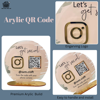 Round Acrylic Instagram QR Code Stand – “Let’s Get Social”