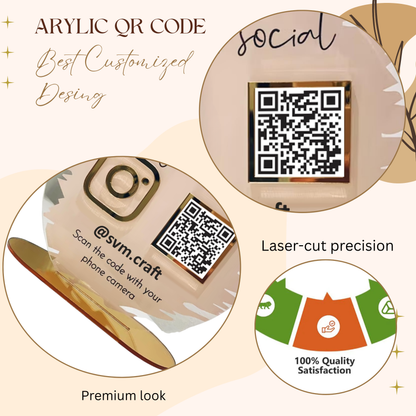Round Acrylic Instagram QR Code Stand – “Let’s Get Social”