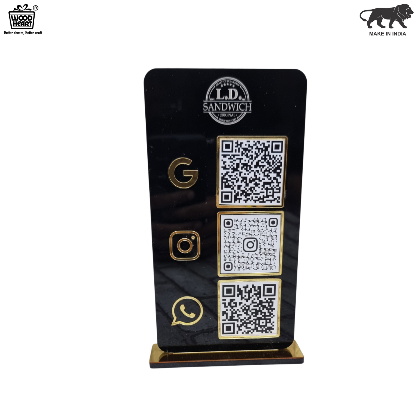 Black Acrylic Multi-Platform QR Code Stand – Google, Instagram & WhatsApp