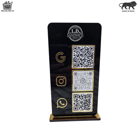 Black Acrylic Multi-Platform QR Code Stand – Google, Instagram & WhatsApp