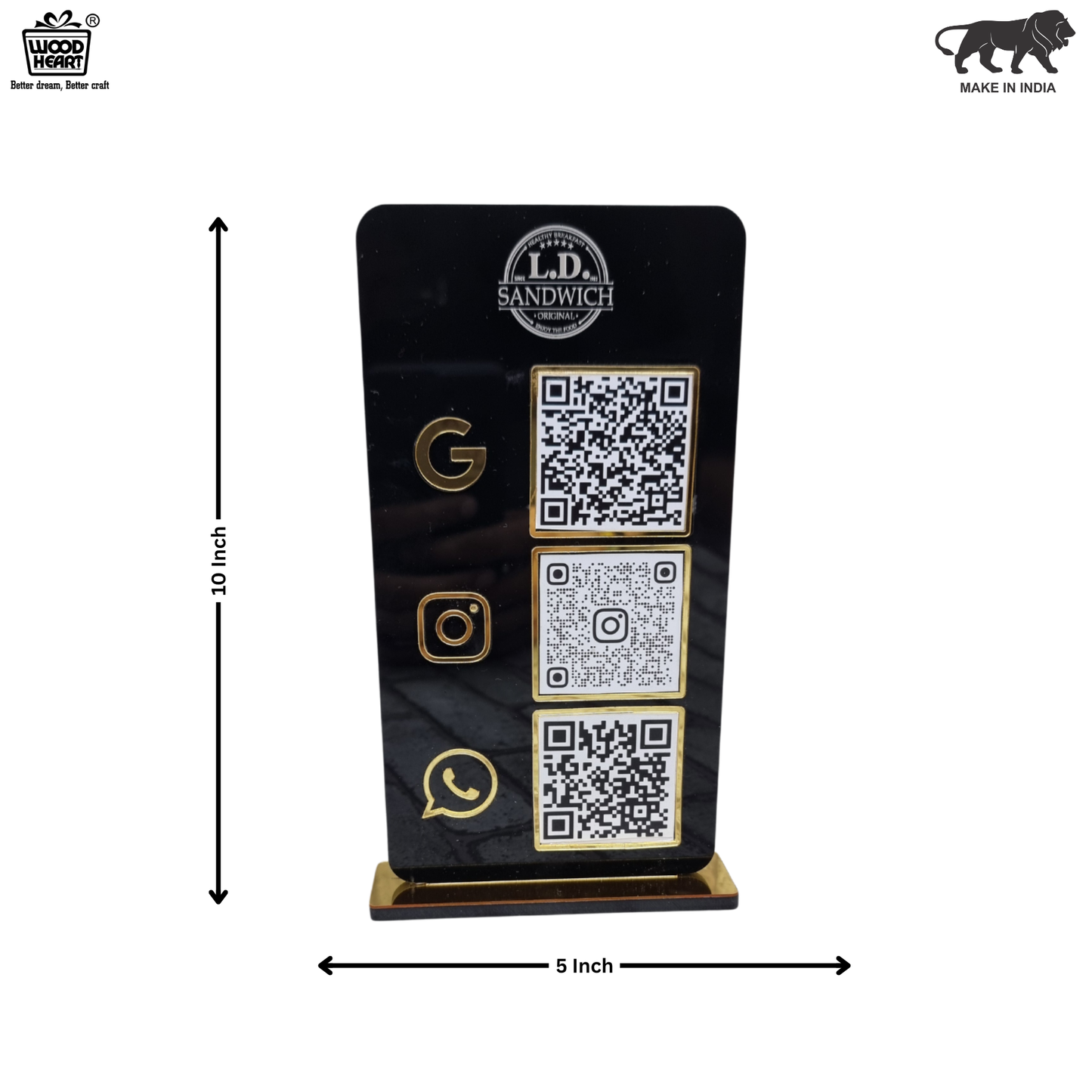 Black Acrylic Multi-Platform QR Code Stand – Google, Instagram & WhatsApp