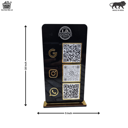 Black Acrylic Multi-Platform QR Code Stand – Google, Instagram & WhatsApp
