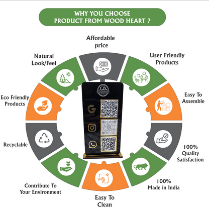 Black Acrylic Multi-Platform QR Code Stand – Google, Instagram & WhatsApp