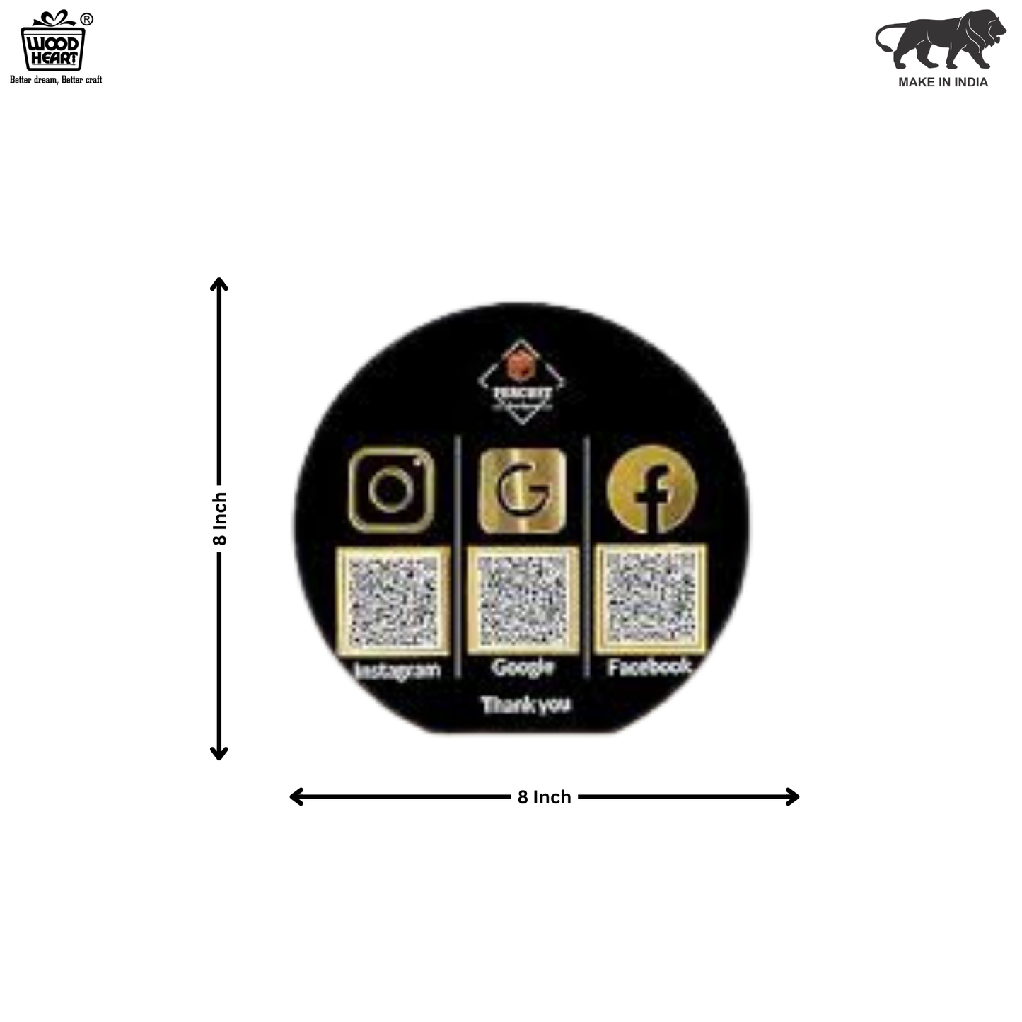Round Black Acrylic Social Media QR Code Display – Instagram, Google & Facebook