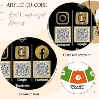 Round Black Acrylic Social Media QR Code Display – Instagram, Google & Facebook