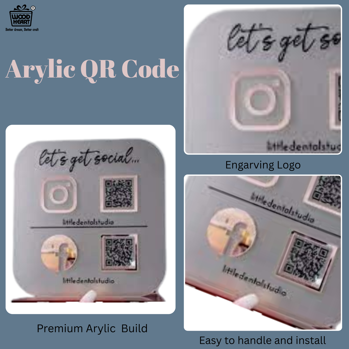 Square Acrylic Social Media QR Stand