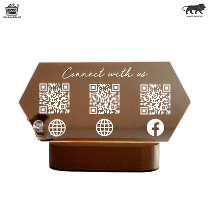 Custom Acrylic QR Code Social Media Stand – "Connect with Us" Design