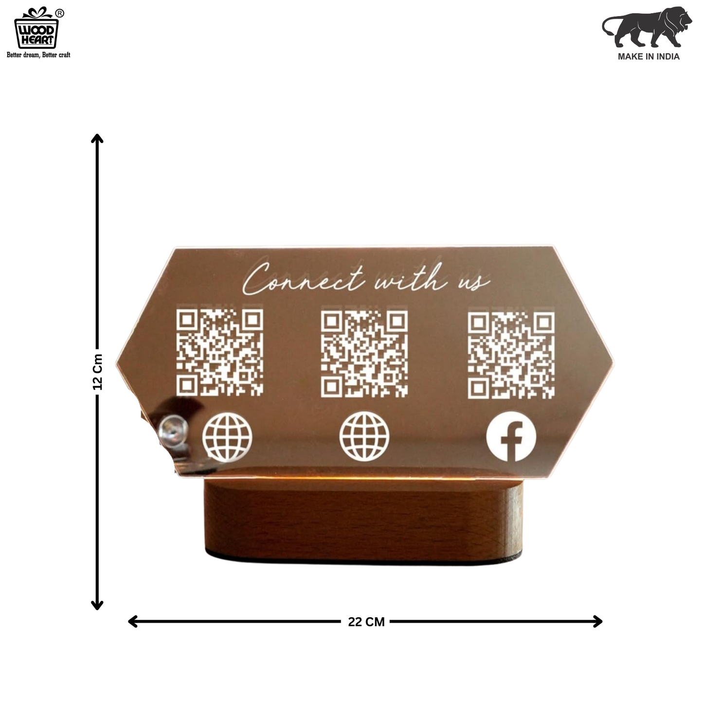 Custom Acrylic QR Code Social Media Stand – "Connect with Us" Design