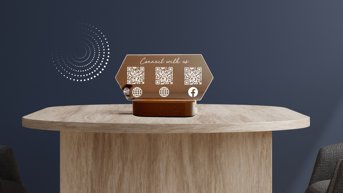 Custom Acrylic QR Code Social Media Stand – "Connect with Us" Design