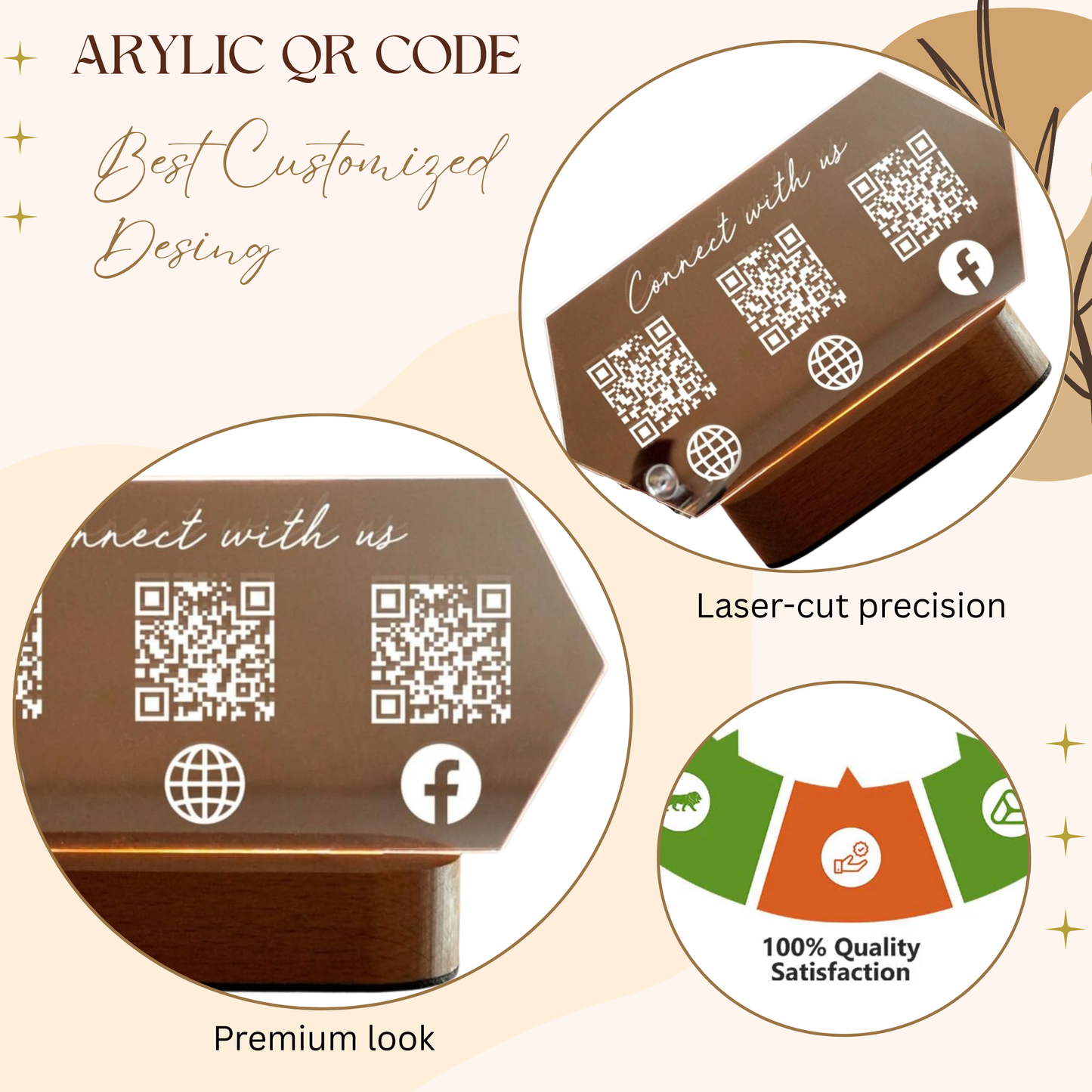 Custom Acrylic QR Code Social Media Stand – "Connect with Us" Design