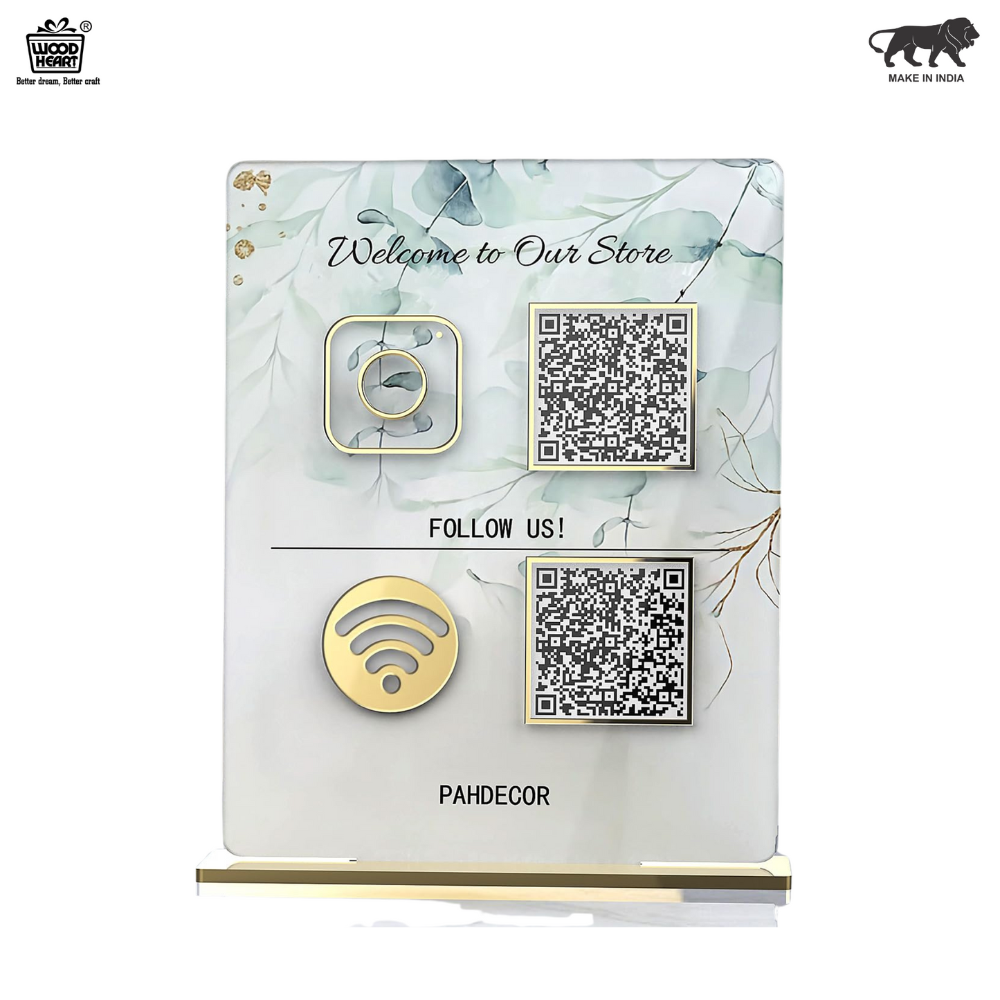 Elegant Acrylic QR Code Display Stand – “Welcome to Our Store” Design