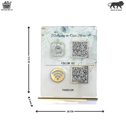 Elegant Acrylic QR Code Display Stand – “Welcome to Our Store” Design