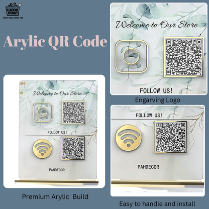 Elegant Acrylic QR Code Display Stand – “Welcome to Our Store” Design