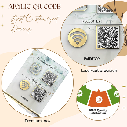 Elegant Acrylic QR Code Display Stand – “Welcome to Our Store” Design