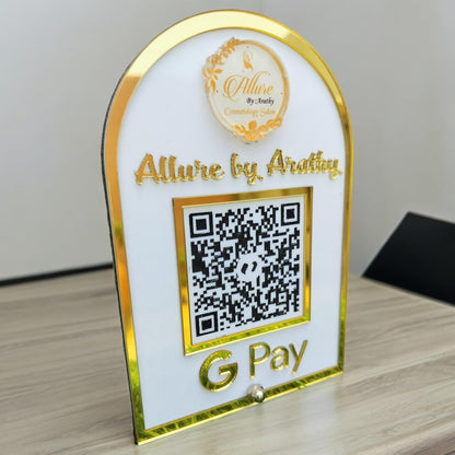 Custom Acrylic QR Code Payment Stand – “Allure by Arathy” GPay Display