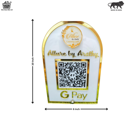 Custom Acrylic QR Code Payment Stand – “Allure by Arathy” GPay Display