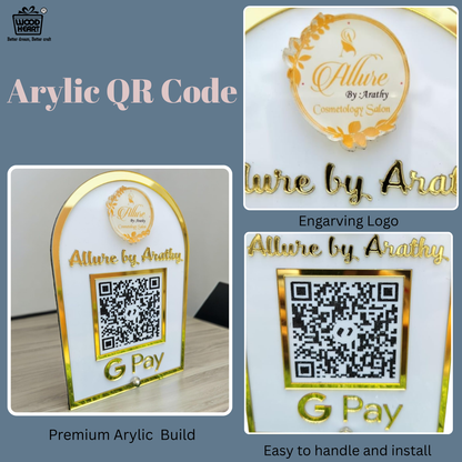 Custom Acrylic QR Code Payment Stand – “Allure by Arathy” GPay Display
