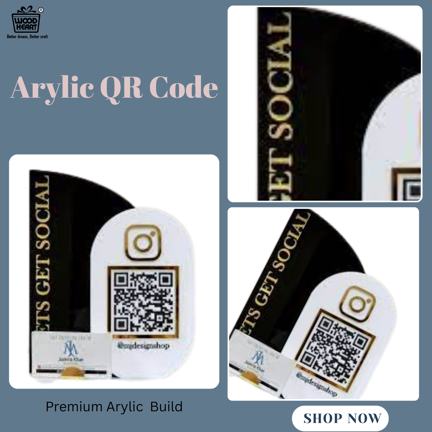 Custom Acrylic Instagram QR Code Stand – “Let’s Get Social” Design