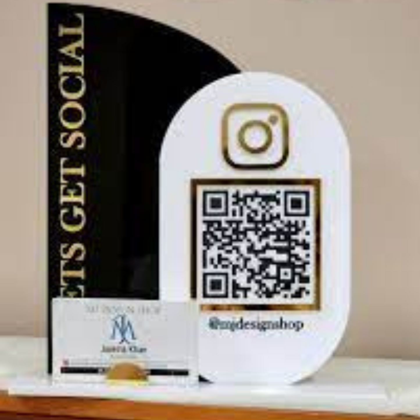 Custom Acrylic Instagram QR Code Stand – “Let’s Get Social” Design
