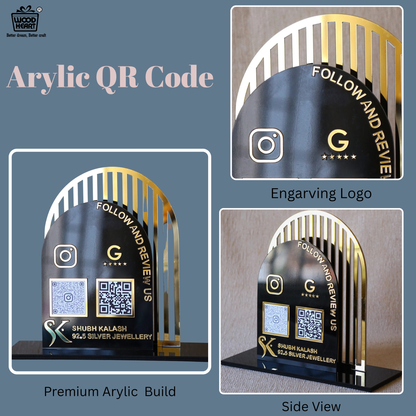 Luxury Acrylic QR Code Stand – “Follow and Review Us” for Shubh Kalash Silver Jewellery