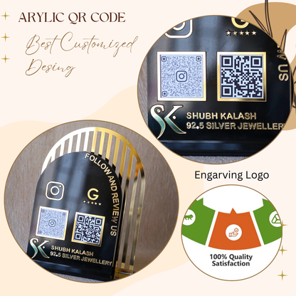 Luxury Acrylic QR Code Stand – “Follow and Review Us” for Shubh Kalash Silver Jewellery