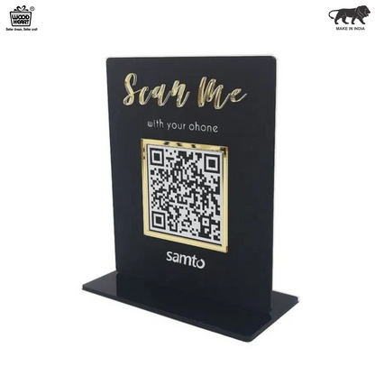 Custom Black Acrylic QR Code Table Stand – Samto