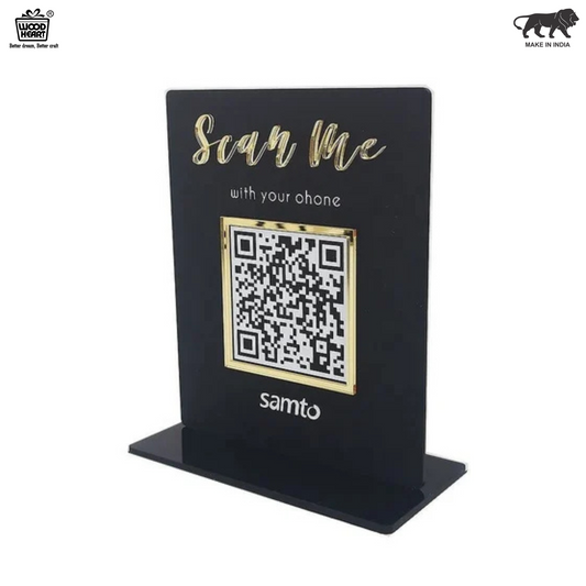 Custom Black Acrylic QR Code Table Stand – Samto