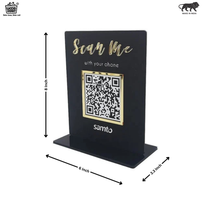 Custom Black Acrylic QR Code Table Stand – Samto