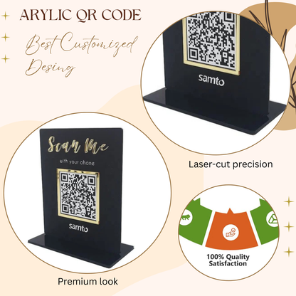 Custom Black Acrylic QR Code Table Stand – Samto
