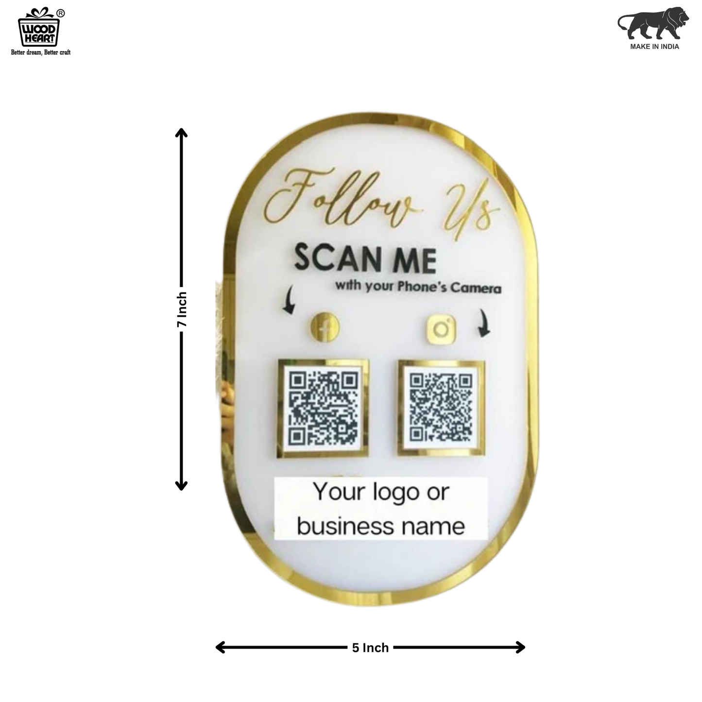 Custom Dual QR Code Acrylic Display Stand – Social Media Follow Us Board
