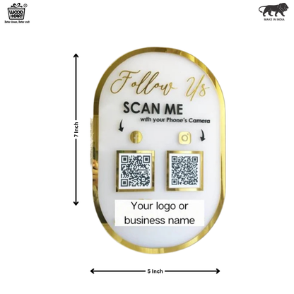Custom Dual QR Code Acrylic Display Stand – Social Media Follow Us Board