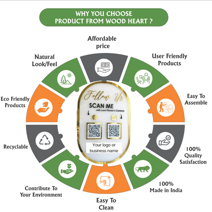 Custom Dual QR Code Acrylic Display Stand – Social Media Follow Us Board