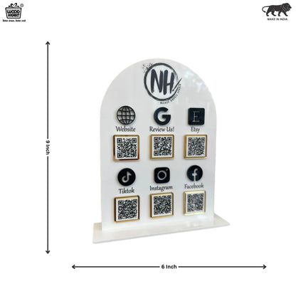 Custom Multi-Platform Acrylic QR Code Stand – 6 Link Social Media & Website Display