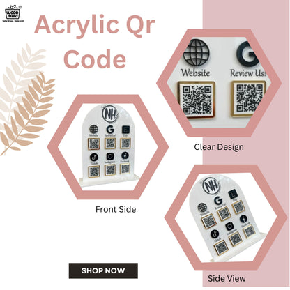 Custom Multi-Platform Acrylic QR Code Stand – 6 Link Social Media & Website Display