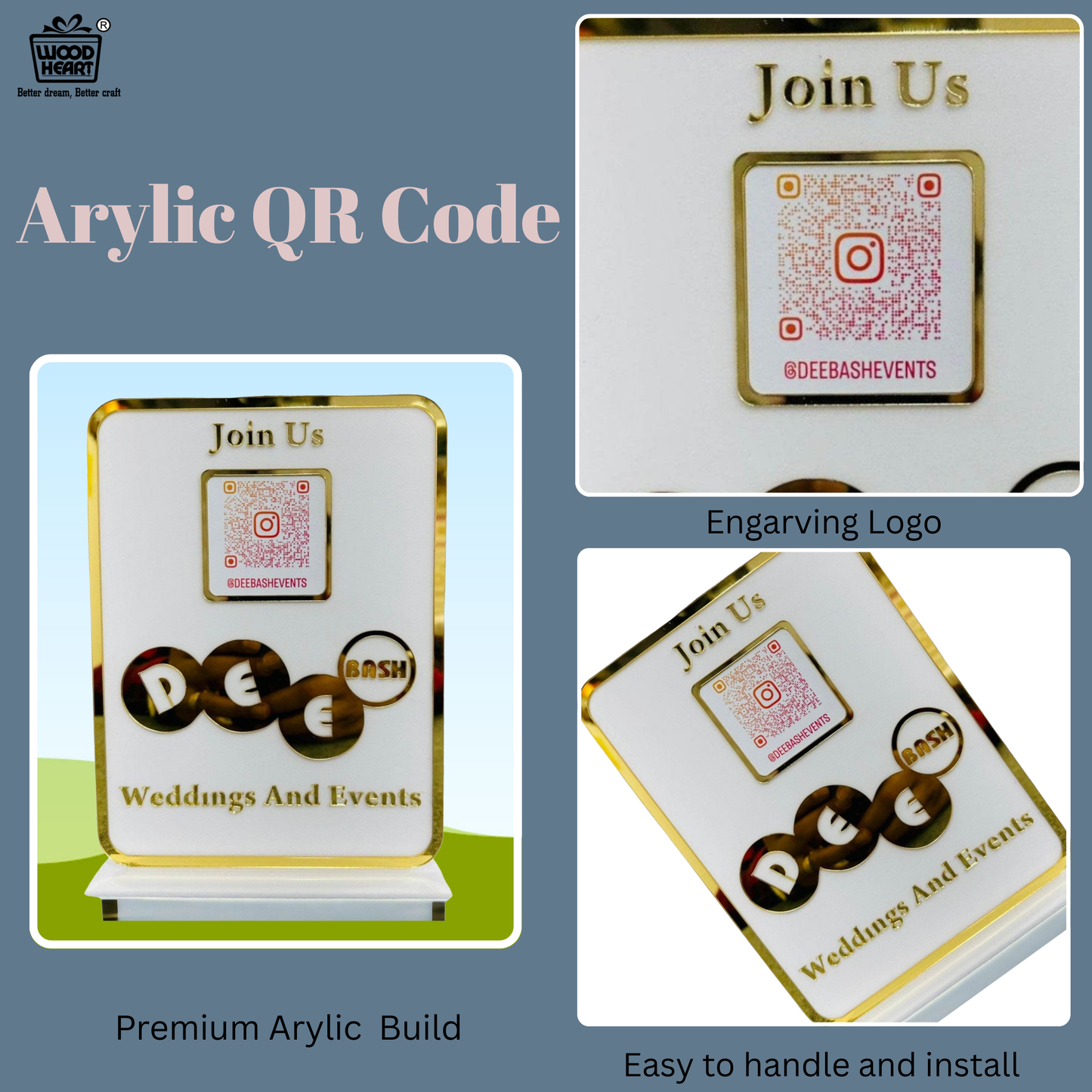 Custom Wedding & Events Acrylic QR Code Stand – Dee Bash Events
