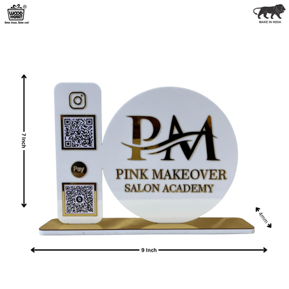 Custom Acrylic Dual QR Code Stand – Pink Makeover Salon Academy