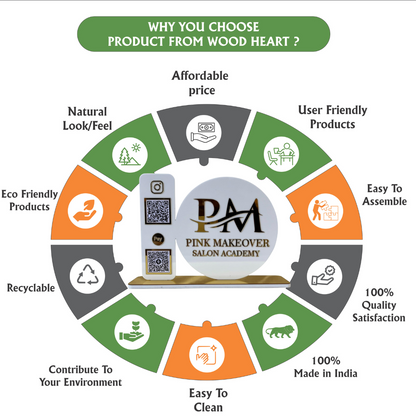 Custom Acrylic Dual QR Code Stand – Pink Makeover Salon Academy